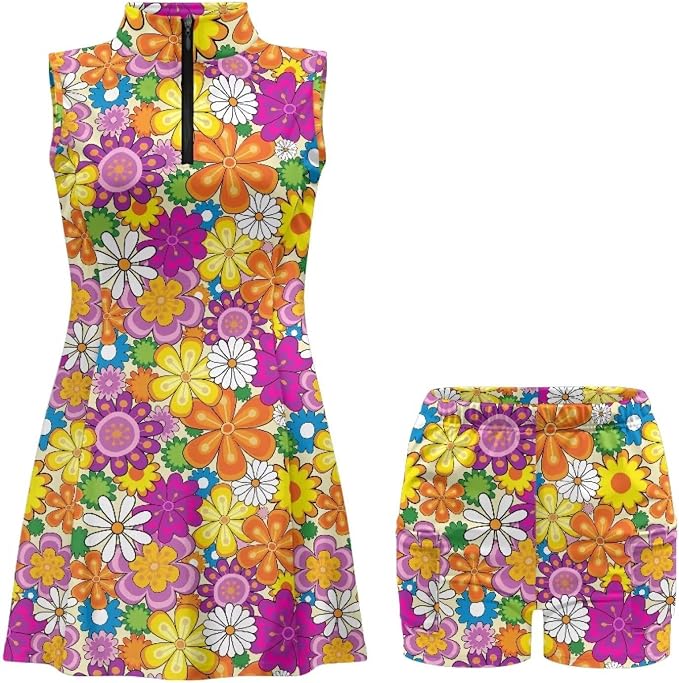 Golf Dress Tennis Dresses for Women with Built in Shorts and Pockets Sleeveless Athletic Dress Workout Dress