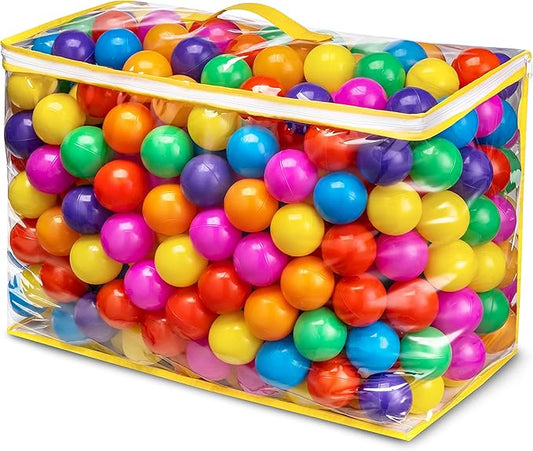 Ball Pit Balls Phthalate Free BPA Free Crush Proof Plastic - 7 Bright Colors in Reusable Play Toys for Kids with Storage Bag