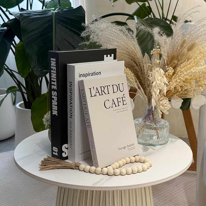 TwoDays Stockholm Style Decorative Books - Fake Faux Books for Chic Trendy Home Decor, Modern Room Decor Aesthetic, Luxury Stacked Storage for Bedroom Apartment Dorm (Set of 3)