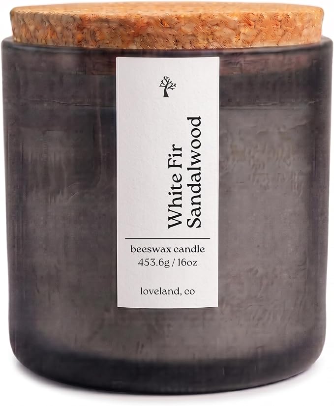 Aspen & Oak Luxury Beeswax Candle 16oz - Long Burning Pure Beeswax Candles, Non Toxic, Natural, Clean, Essential Oil Scented Organic Candles, Home Decor & Gifts - White Fir Sandalwood