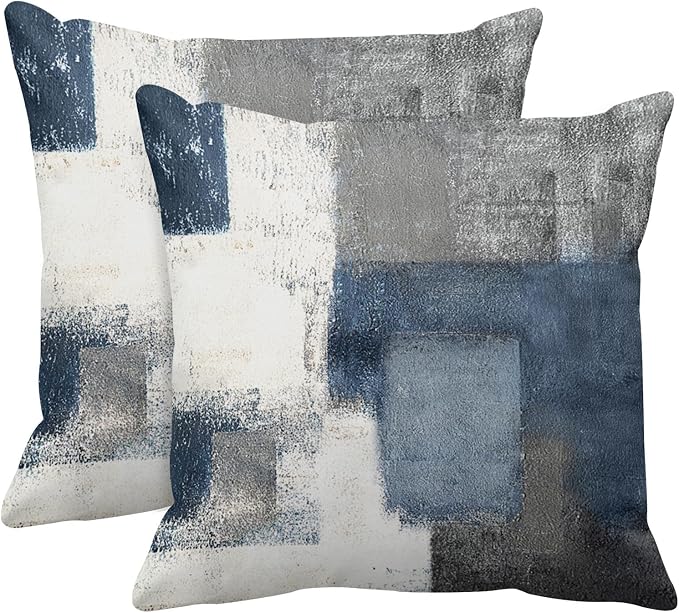 Emvency Throw Pillow Covers Set of 2, 26 x 26 Inch, Abstract Modern Blue | Gray Painting Outdoor Decorative Square Pillow Cases Couch Cushion Case for Couch Bed Sofa Living Room Home Decor