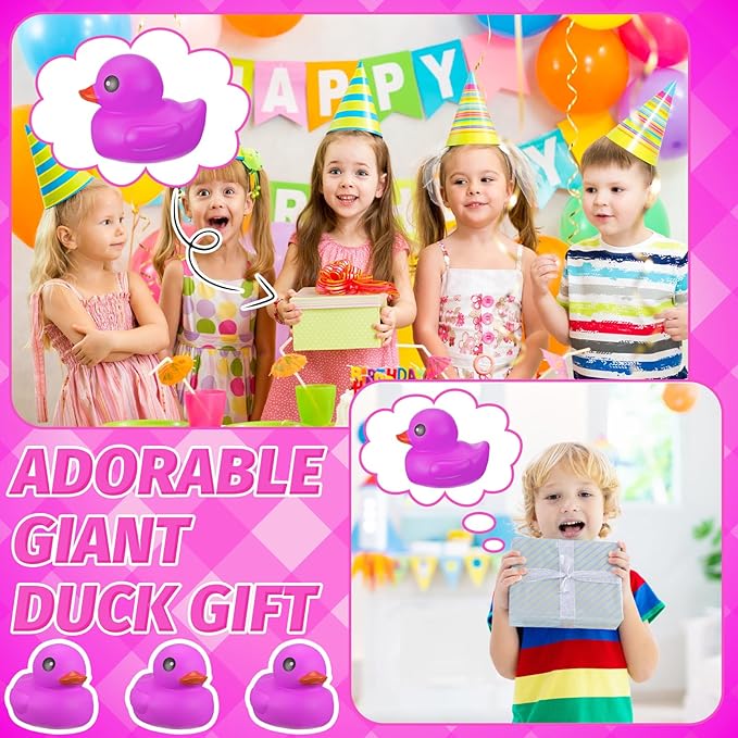 Honoson 6.89 Inch Giant Rubber Duck Big Rubber Duck Large Duckling Bath Toy with Squeaky Sound for Summer Baby Shower Birthday Party Favor Gift(Purple)