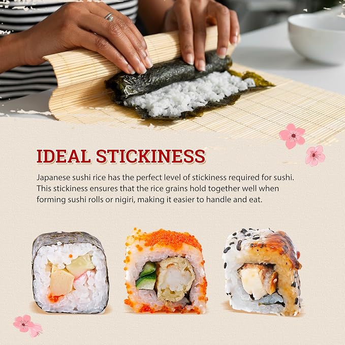52USA Sushi Rice 2 Pound (Pack of 3), Premium Short Grain Rice 96 Ounce (2721g), Gluten-Free, Vegan, White Sticky Rice for Sushi and Japanese Food