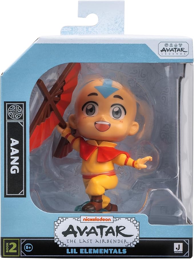 Jazwares Avatar: The Last Airbender Aang - 4-Inch Mini Figure in Kawaii Style in Dynamic Pose with Display Base