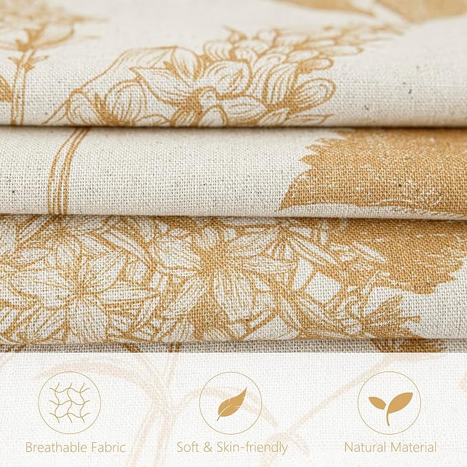 Foindtower Set of 2 Linen Floral Vintage Throw Pillow Covers Neutral Accent Print Decorative Cozy Cushion Covers Farmhouse Home Decor for Sofa Chair Couch Bed Living Room,18×18 Inch,Light Yellow
