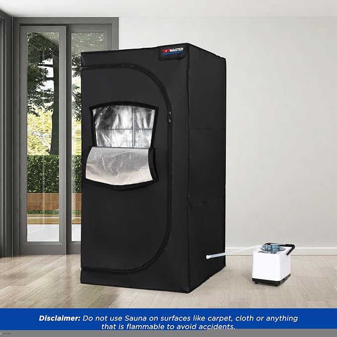 TopMaster Portable Sauna Steam Tent, Full Size Home Personal Sauna Box Steam Room, Large 3 Liter 1000W Generator, Folding Chair, 9 Levels,