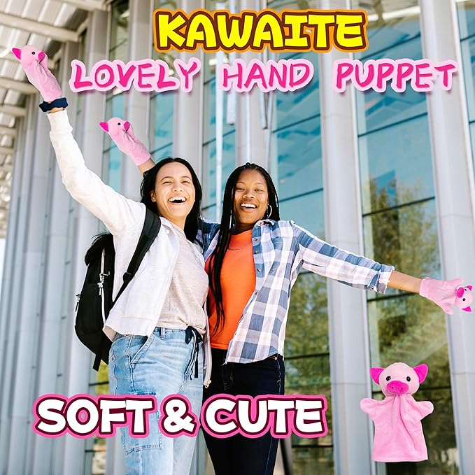 Pig Hand Puppets for Kids, Toddlers and Adults (1 Pack), Farm Animals Plush Finger Toys, Pig Stuffed Animals Storytelling Toys, Soft Hand Puppet for Classroom Prizes, Party Favors, Birthday