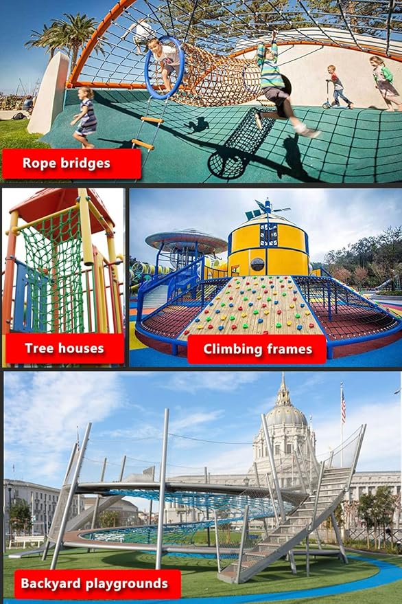 Heavy-Duty Climbing Net for Kids & Adults 600lb Capacity, (3ft-6ft), Premium Polyester Rope with 0.47" Thickness Safety Net for Playgrounds, Balconies