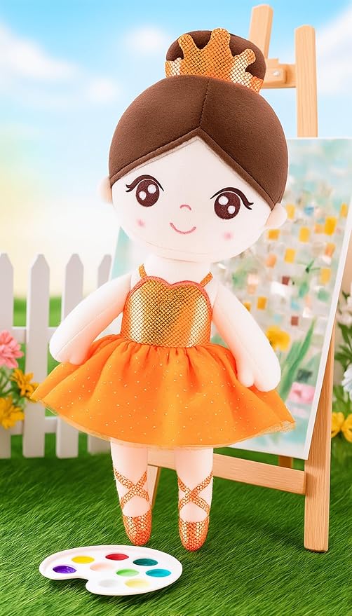 Gloveleya Baby Girl Gifts Dolls Soft Plush Toy Ballet Girl Doll Orange 14 Inches with Gift Box…