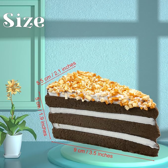 Chocolate Cream Triangle Cake Squishies Toy for Kids Birthday Gift,Cute Stress Relief Simulation Slow Rising Bread Squishi Squeeze Toys(Random Color)