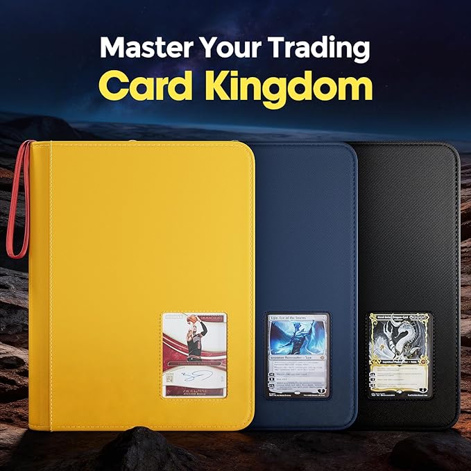 ProCase 4 Pocket Top Loader Binder, Holding 144 Cards in 3"x4" Toploaders, Side Loading Small Book Folder with Clear Window for Pokemon, Trading, Sports Cards Collection TCG, MTG -Yellow
