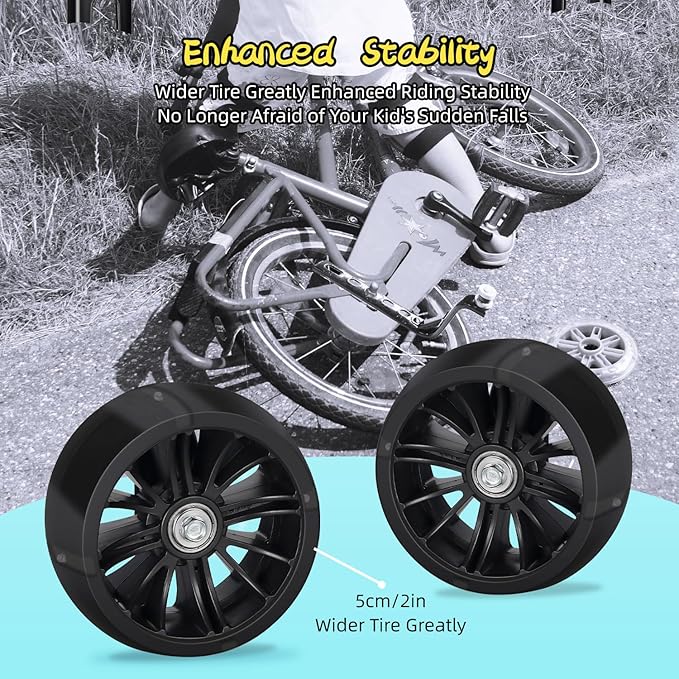 PRUNUS Flash BIKE Training Wheels for 12 14 16 18 20 Inch.Training Wheels for Kids Bike is Heavy Duty.Bicycle Training Wheel is Suitable Single Speed Bike