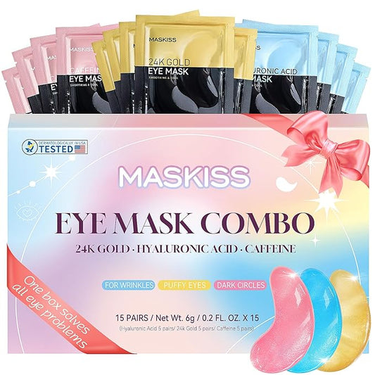 Maskiss Under Eye Patches (24 Pairs), 3 Colors Eye Masks Gift Set for Dark Circles Puffy Eyes, Undereye Bags and Wrinkles, Mother’s Day Gifts for Mom, Self Care Gifts for Birthday & Bachelorette Party