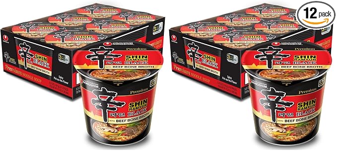 Nongshim Shin Black Noodle Soup, Spicy, 3.5 Ounce (Pack of 12)