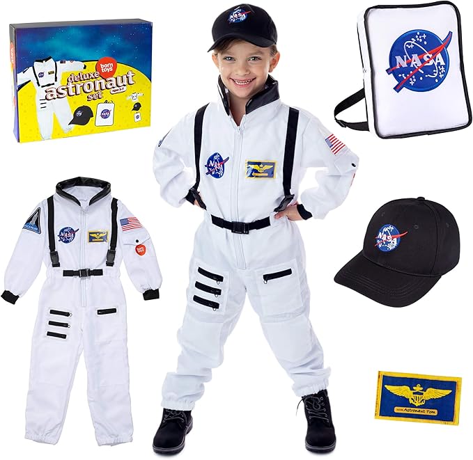 Born Toys Pretend Play Costumes for Kids Ages 3-7, Washable Toddler Dress Up Clothes for Play (Astronaut)