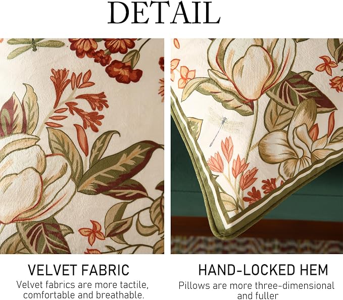 Designer Velvet Throw Pillow Covers,18"x18" Set of 2-Grace A | Pillow Cover,Concealed Zipper Design,Dragonfly Pattern,Sofas,Bedroom,Living Room,Lounge Chairs,All Season Home Decor