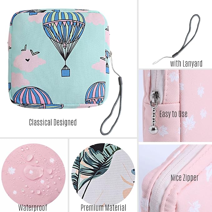Portable Sanitary Napkin Storage Bag,4 Pieces Reusable Period Pouch for Teen Girls & Women,Pad Bags for Period for School,Office,Mini Pouch Feminine Pads Bag Kit (Fashional)