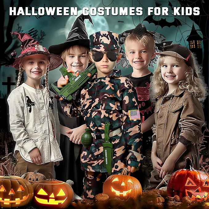 Army Costume for Boys, Halloween Costumes for Kids, Military Costumes with Accessories