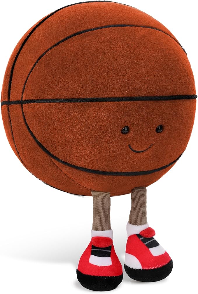Cute Basketball Stuffed Animal, 11.2 inches Basketball Stuffed Toy, Soft Basketball Plush with Legs Sports Throw Pillow, Funny Sports Basketball GIF for Kids Boys Girls
