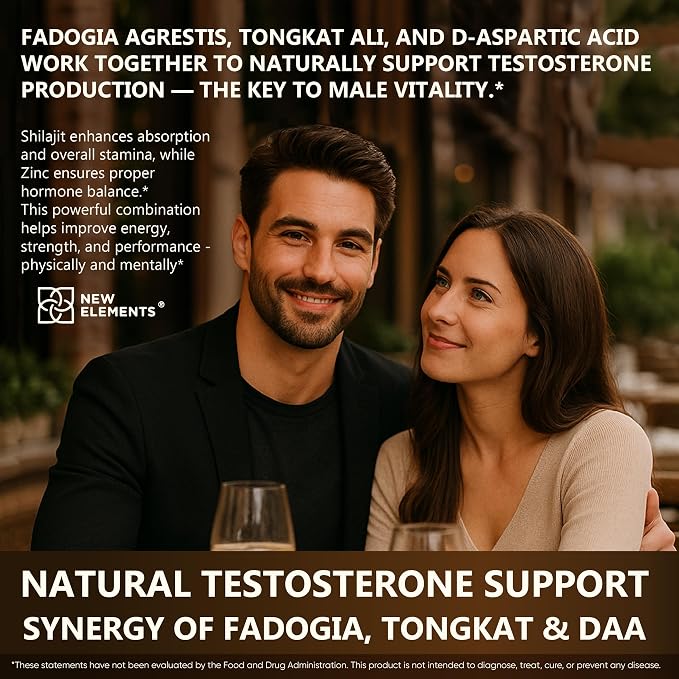 Natural Testosterone Booster Supplement for Men – Test Booster with Tongkat Ali, Fadogia Agrestis, Shilajit, Ashwagandha, Ginseng, Tribulus, Boron, DAA, L-Citrulline, D3 K2, Zinc & Magnesium