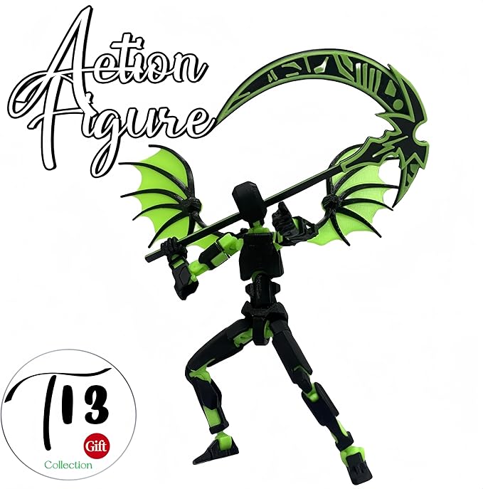 Titan 13 Action Figures,(2Pack) Assembly Completed Dummy 13 Action Figures, Lucky T13 Action Figure, T13 Action Figure 3D Printed Multi-Jointed Movable, Green and Red Sickle