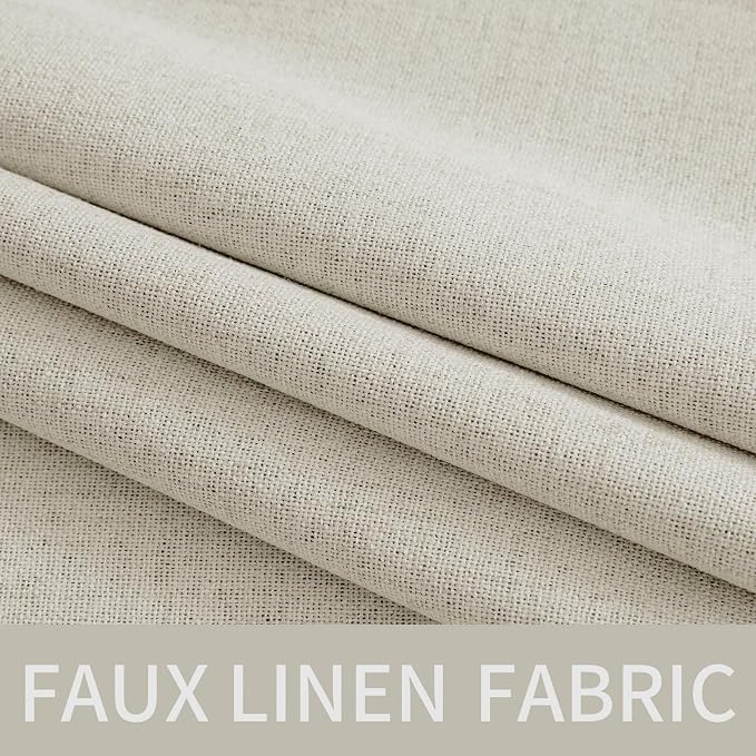 MIULEE Linen Texture Curtains for Bedroom Light Cream 100% Blackout Thermal Insulated Linen Curtains Grommet Room Darkening Drapes for Living Room 52x54 Inch (2 Panels)