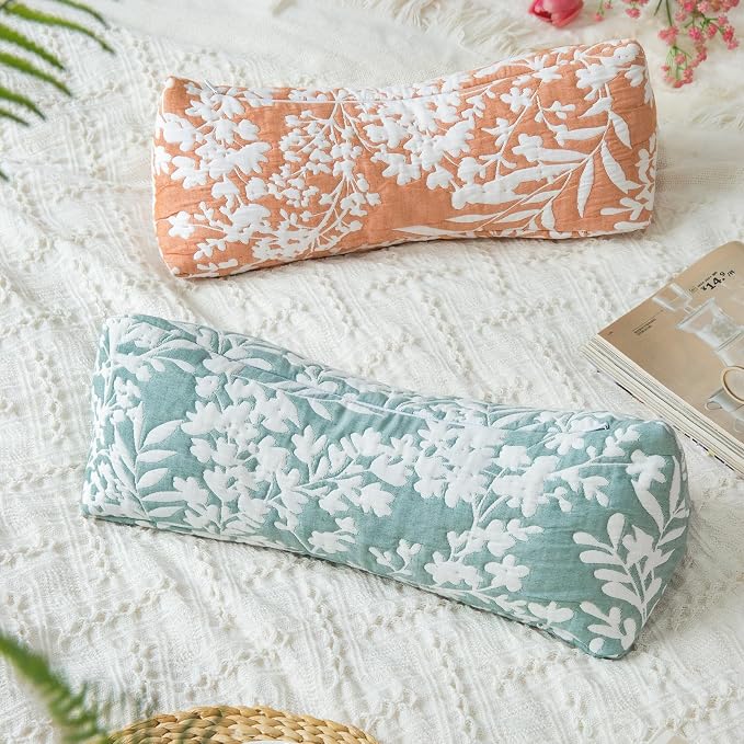 Buckwheat Neck Support Pillow Cervical Neck Cylinder Bolster Pillow,Buckwheat Hulls Adjustable Roll Pillow,Neck Pain Relief for Back and Side Sleepers Round Pillows for Lunch Break Green, 6*15 inch