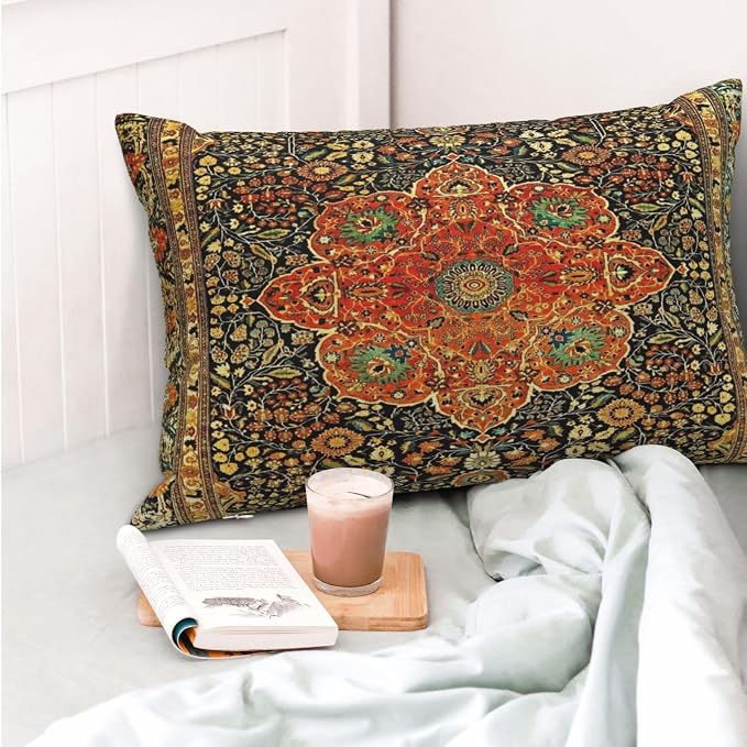 Antique Persian Mohtashem Kashan Rug Print Pillow Covers Decorative Lumbar Throw Pillowcase 12x20 Inch Couch Cushion Cover for Home Decor Living Room Bedroom College Dorm Bed Car Sofa