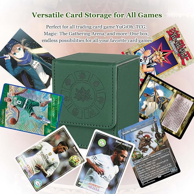 Arkeiliy MTG Deck Box with 50 Pcs Card Sleeve, 110+ Card Storage Leather Deck Box for Magic Commander, Collectible Trading Card Cases (4 Pack III)