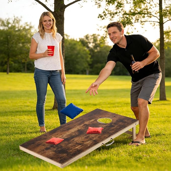 Sportdo 4x2 ft Solid Wood Cornhole Set with 8 Bean Bags, Regulation Size Cornhole Board Set for Adults, Cornhole Game Set for Tailgate Backyard Toss Games Indoor&Outdoor Activities