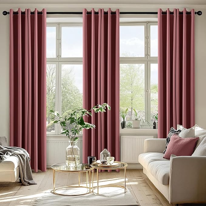 MIULEE Blackout Curtains for Bedroom 2 Panels 40 x 84 Inch Long Dusty Rose | Thermal Insulated, Living Room Darkening Grommet Drapes, Noise Reducing, Light Blocking Window Treatments