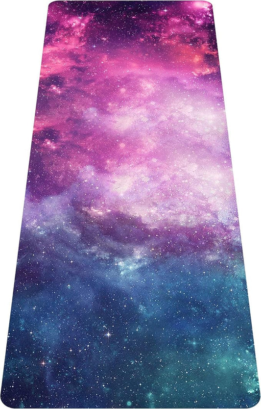 nuveti Printed Travel Yoga Mat-1/16 Inch Thick Non Slip Fitness Workout Mat with Carrying Bag, Foldable Lightweight Suede & Natural Rubber Yoga Mat for Yoga Pilates and Fitness 72" L x 24" W x 1.5mm