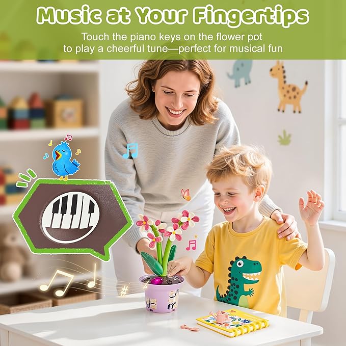 Flower Building Toy with Music, Flowers Botanical Plants Blocks Sets Kits, Halloween Birthday Thanksgiving Gift Ideas for Kid Girl Boy Child, Home Dorm Room Desk Decor, Ages 5 6 7 8, Orchid