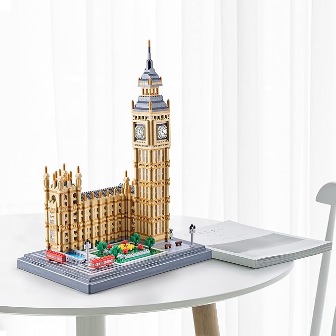 Real Architecture London Elizabeth Tower Big Ben Micro Building Blocks Set for Adults 6473 PCS - World Famous Architectural Model Gifts for Teens Kids Age of 14+