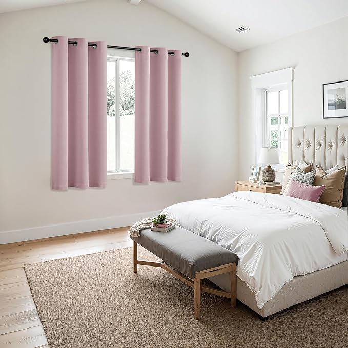 MIULEE Blackout Curtains for Bedroom 2 Panels 40 x 63 Inch Long Blush Pink | Thermal Insulated, Living Room Darkening Grommet Drapes, Noise Reducing, Light Blocking Window Treatments