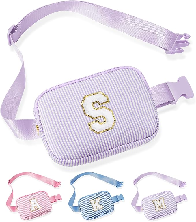 YOOLIFE Initial Crossbody Bag Belt Bag | Fanny Pack Valentines Gifts for Daughter Sister Friends | Gifts for Girls | Personalized Gift for Women | Belt Bag Fanny Pack | Purple S