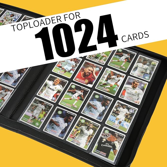 Trading Card Binder 16 Pocket, GERMUN PU Cover Card Binder for 1000+ Cards, Premium Trading Card Holder Folders, Double Sided Pocket Card Album for MTG, TCG (Lake Blue)