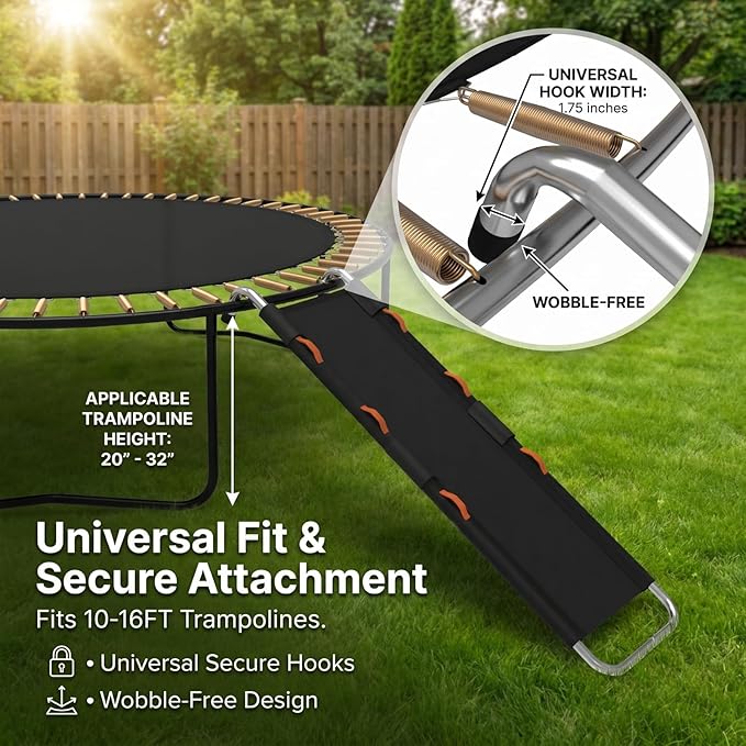 Gardenature Trampoline Slide Universal Trampoline Ladder with Handles for Toddler Strong Tear Resistant Fabric Climber Trampoline Accessories for Kids