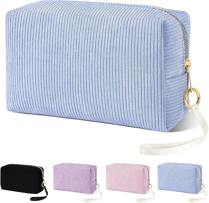 Likesing Tampon Holder for Purse, Corduroy Period Bag Sanitary Napkin Storage Bag for Girls Womens, Portable Feminine Emergency Pad Period Pouch (Blue)