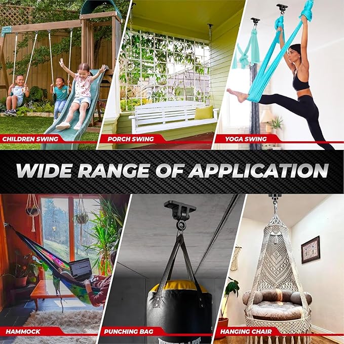 [Premium] Swing Hanger, Heavy Duty 10MM Solid Swing Set Hardware, Swing Hooks Screws Bolts with Quick Link, Swing Set Bracket for Porch, Playground, Concrete, Wooden