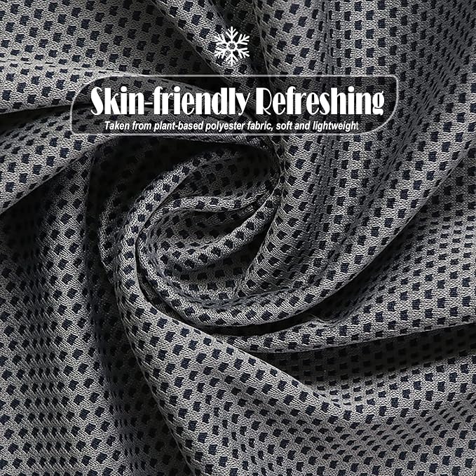 10 Pack Cooling Towel Bulk Microfiber Ice Towel Quick Dry Breathable Chilly Sweat Towel Stay Cool Towel for Neck Face Yoga Gym Workout Running Pilates Beach with Carabin Bag, 40x12'',Dark Grey
