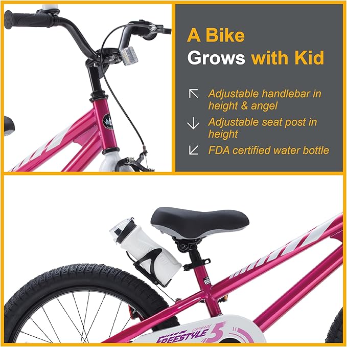 RoyalBaby Kids Bike Freestyle Classic & EZ Balance Pedal Switchable Bicycle, 12 14 16 18 Inch, 3-10 Years Toddler to Big Kids