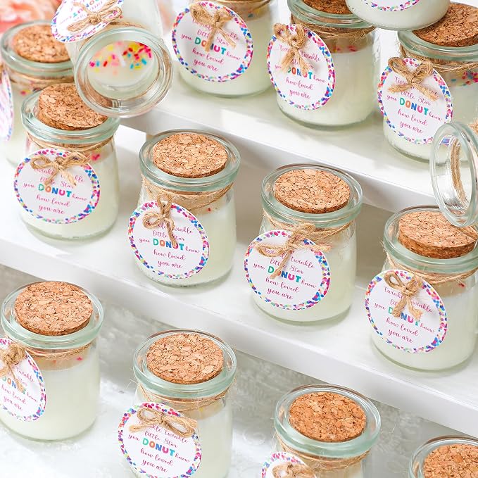 Threlaco 20 Pcs Little Star Baby Shower Favors Party Candle Lavender Scented Glass Mason Jar Wax Candle Bulk for Guests Girl Boy Gender Reveal Party Gifts(Colorful)