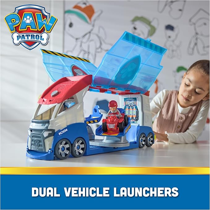 Paw Patrol, Transforming PAW Patroller with Vehicle Launchers, Lights & Sounds, Ryder Action Figure & ATV Toy Car, Kids Toys for Boys & Girls Ages 3+