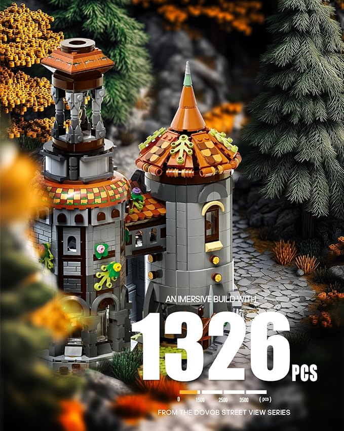 dOvOb Architecture Medieval Watchtower Building Blocks Set - 1326PCS Construction House Mode Collectible Display Set for Adults and Teen