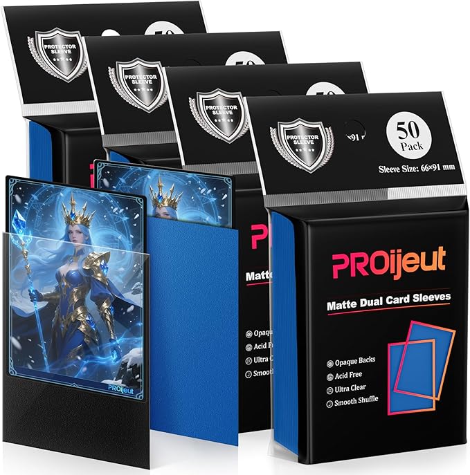 200 Pack Card Sleeves, Matte Dual Trading Card Sleeves with Opaque Back & Smooth Shuffle, Tear Resistant Card Protectors for MTG, TCG and Game Cards (Wisdom Blue)