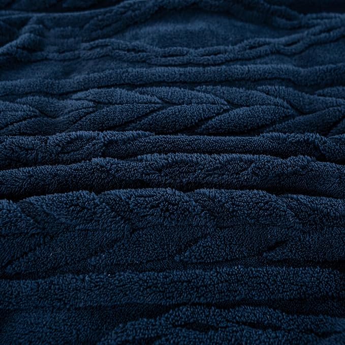YUSOKI Sherpa Fleece Queen Size Blanket, Navy Blue, 90"x90" | 3D Stylish Design,320GSM, Non-Shedding, Lightweight for All Season Use, stays fluffy after repeated washes, Perfect Gifts