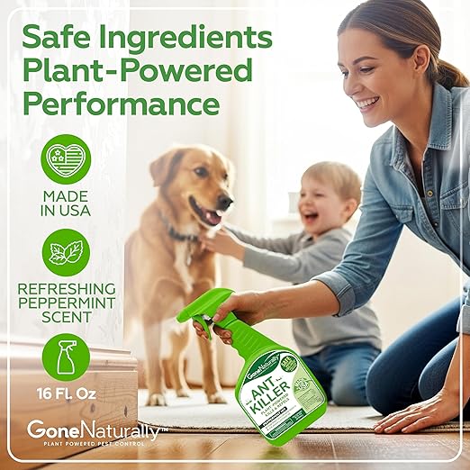 Ant Killer– Peppermint Oil Spray for Indoor & Outdoor Use– Natural Repellent & Killer for Home– Safe for Kids & Pets Pest Control Solution (16oz)