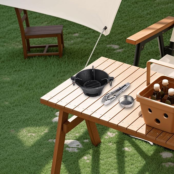 Cast Iron Charcoal Stove, Thick Base for Even Heat, Portable Korean BBQ Grill for Camping and Outdoor Picnics(16cm)