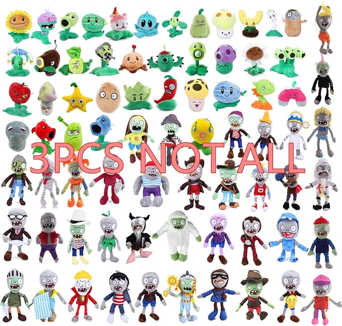 JHESAO 3 PCS Plants and Zombies PVZ Plush Plants Zombies Sets Toy, 1 2 Stuffed Soft Doll PVZ Plush Figure Doll New